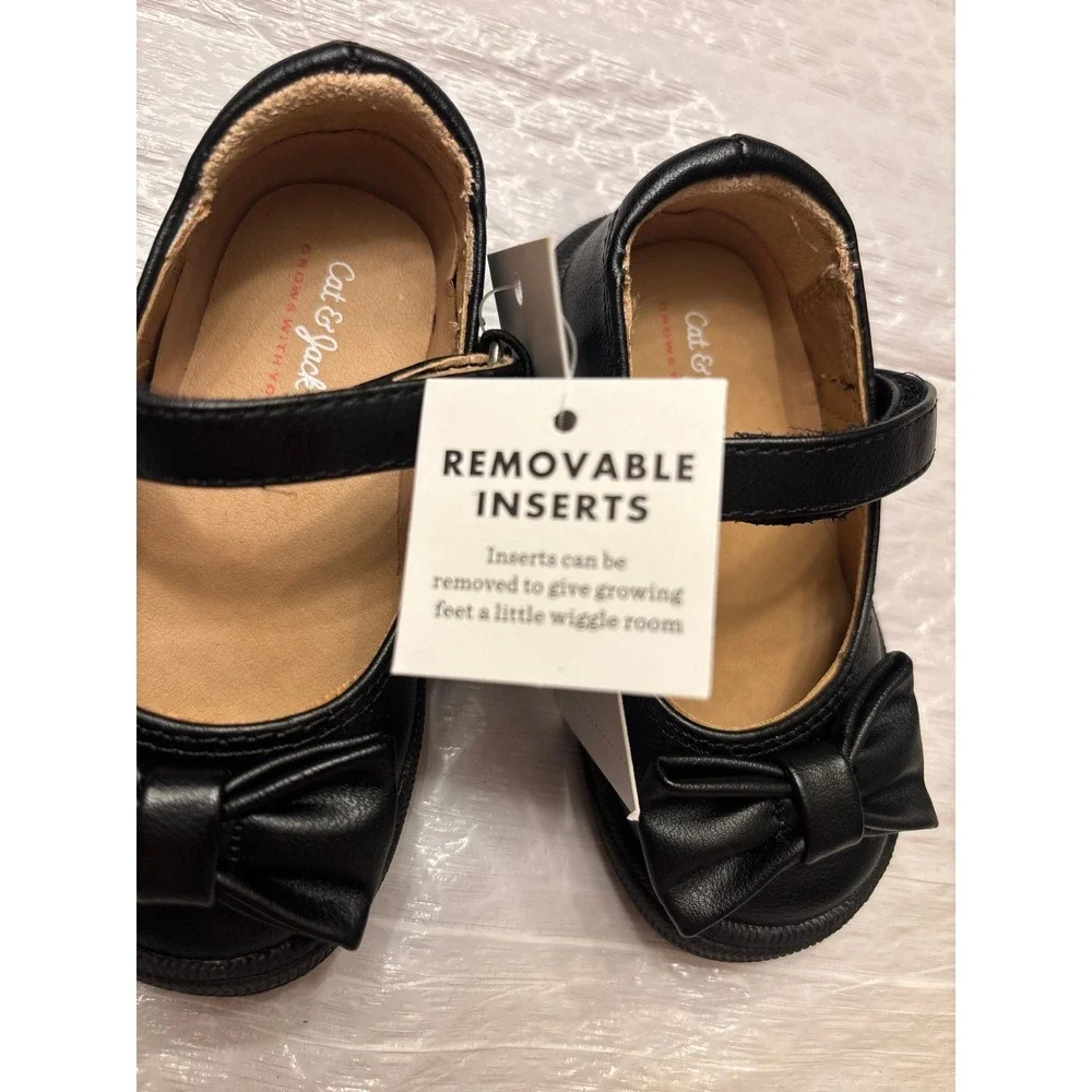 Black Bow Mary Jane Flats Toddler Girls Shoes Size 4